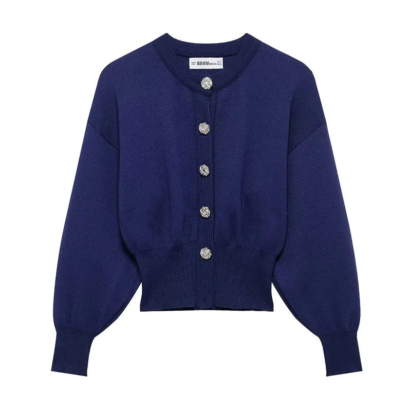 Zweiteiler Damen – Retro Strickjacke & Minirock im Slim Fit